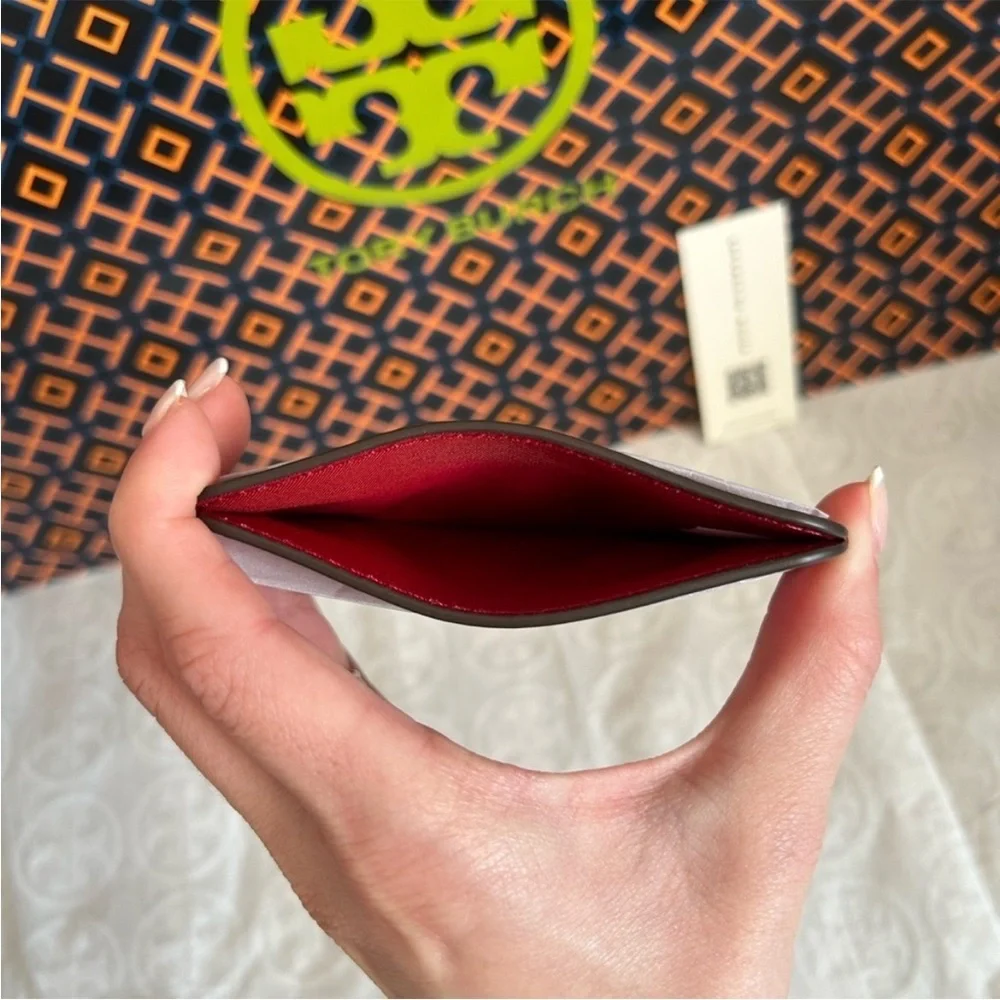 Tory Burch T Monogram Puffy Patent Embossed Card Case Tory Red